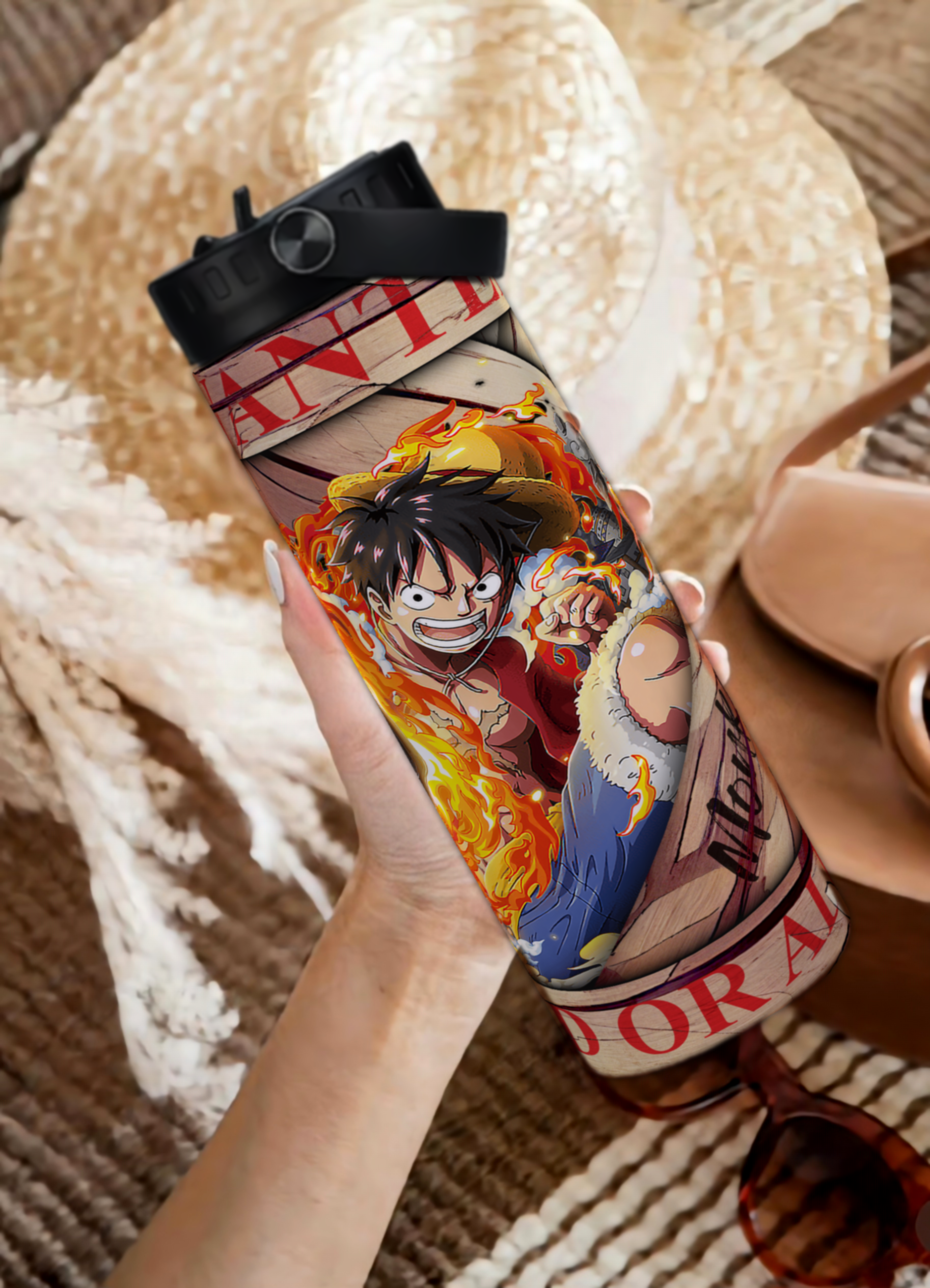 One Piece Straw Hats Water Bottle